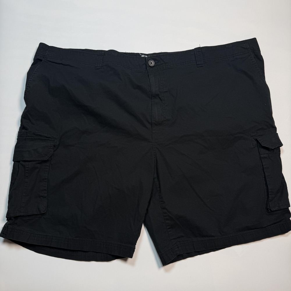 True Nation Shorts Mens 56 Black Cargo Canvas Pockets Relaxed Fit Big & Tall